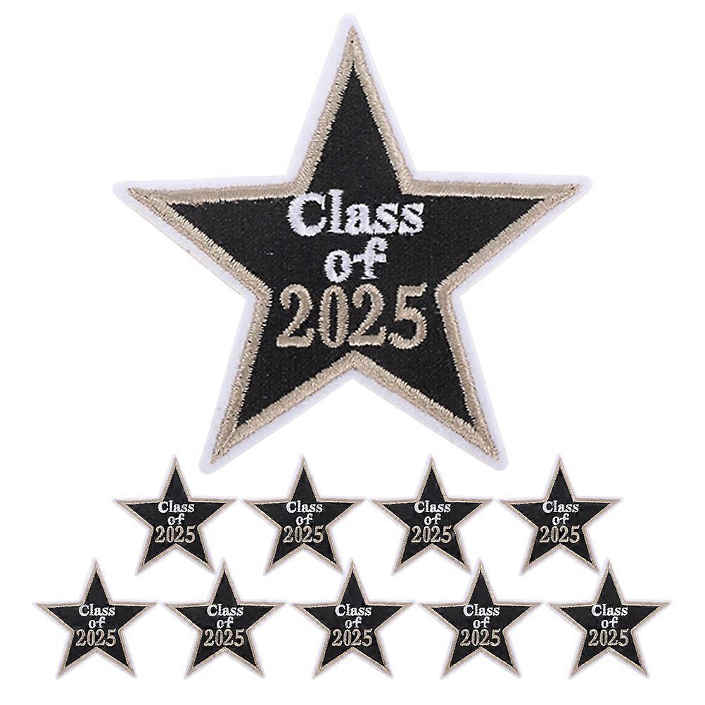 Class Of 2025 Graduation Season Style Embroidered Patches Multi Color 7.00X7.00X0.10cm Iron On Diy Decorative 10Pcs