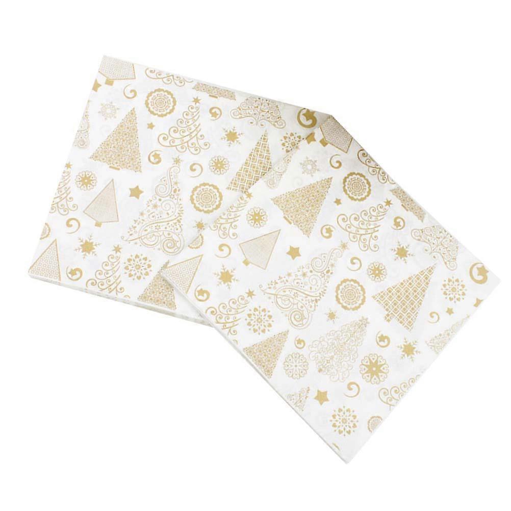Golden Christmas Guest Napkins Wiping Paper Party Daily Use 20 Sheets