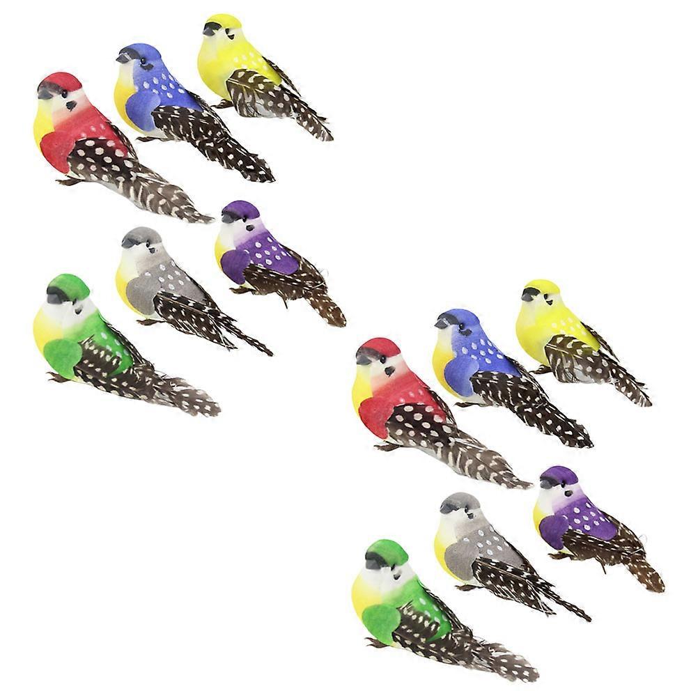 12pcs Realistic Artificial Birds with Embedded Eyes – Decorative Fake Bird Models for Garden, Landscape, Tree Branch Ornaments – Easy Install Nature