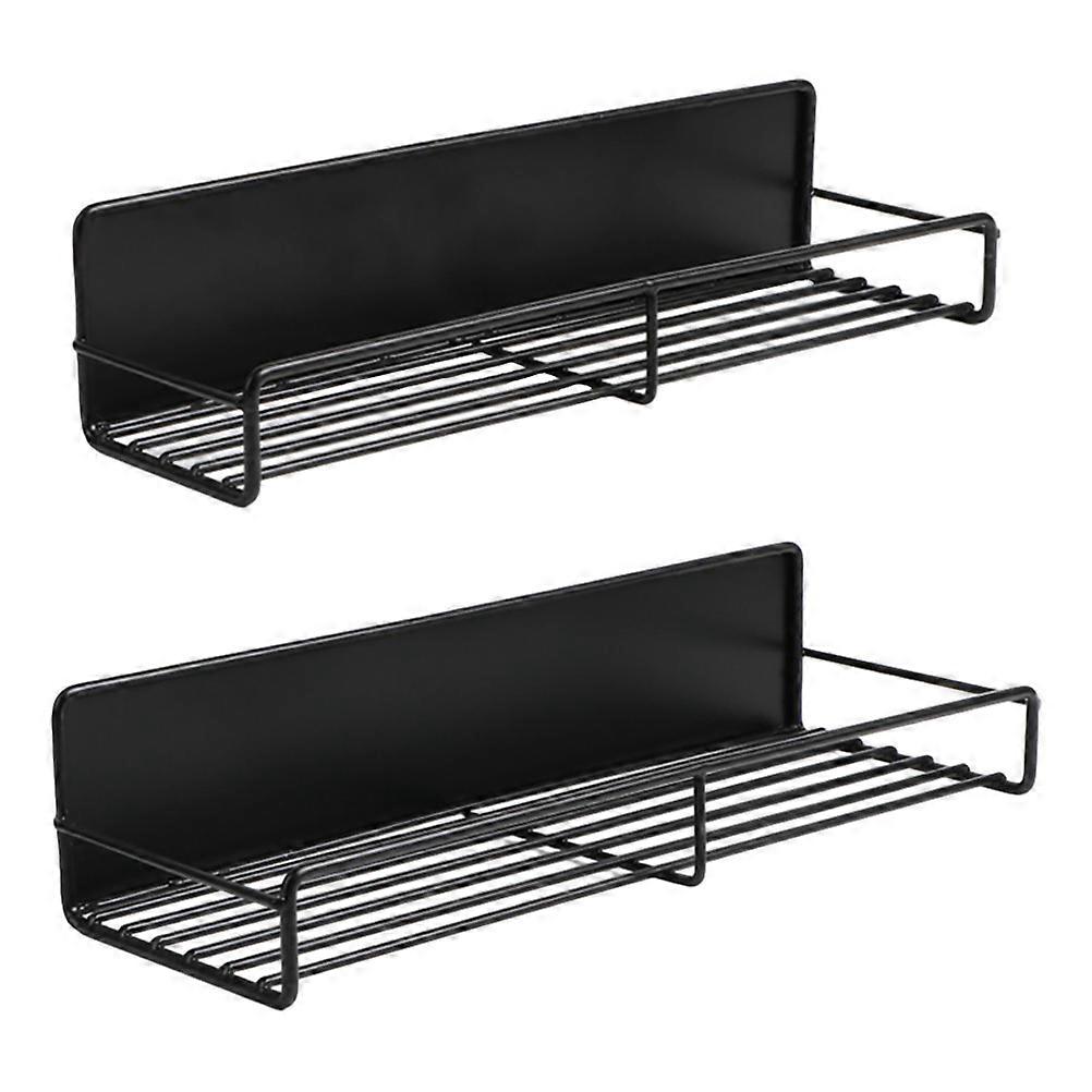 Magnetic Seasoning Rack Spice Organizer Wall Mounted For Fridge Accessories 2Pcs Black