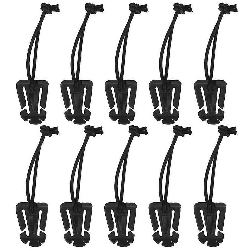 10pcs Molle Web Dominator Buckles Strap Clip Belt Keeper Tactical Strap Management Tool with Elastic String for Backpack Webbing (Black)