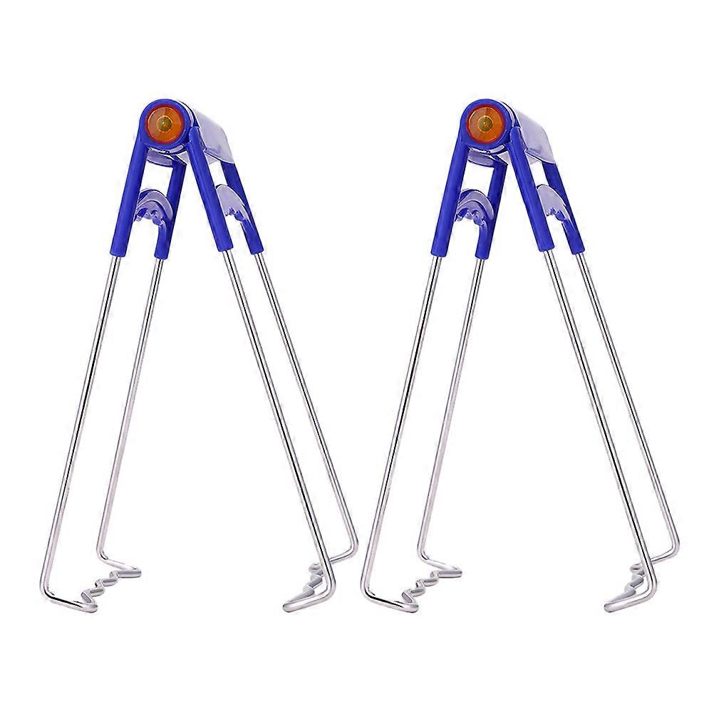 Anti-Scalding Clip Plate Picker Stainless Steel Tongs Curved Grips Home Kitchen 2Pcs