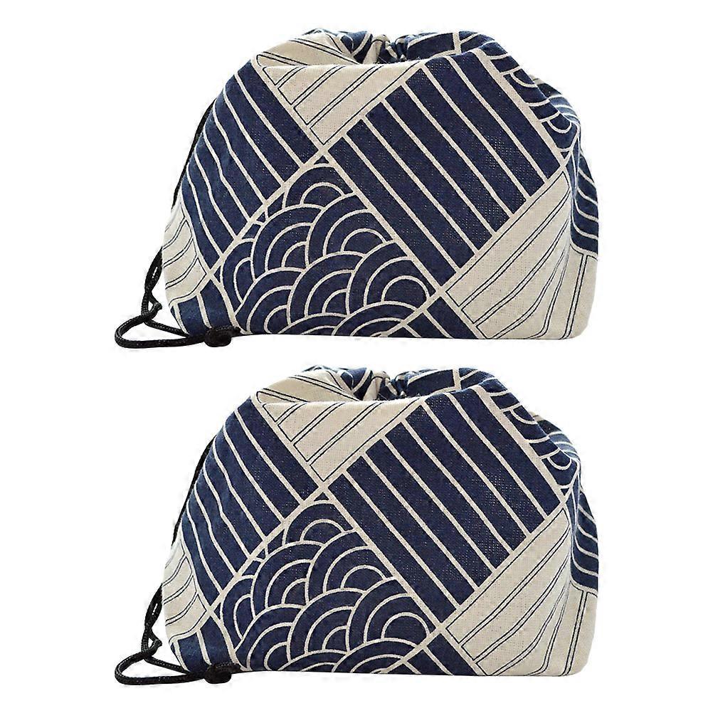 Drawstring Lunch Tote Bag Snack Storage Picnic Use Multi Color 18x12x27cm 2Pcs