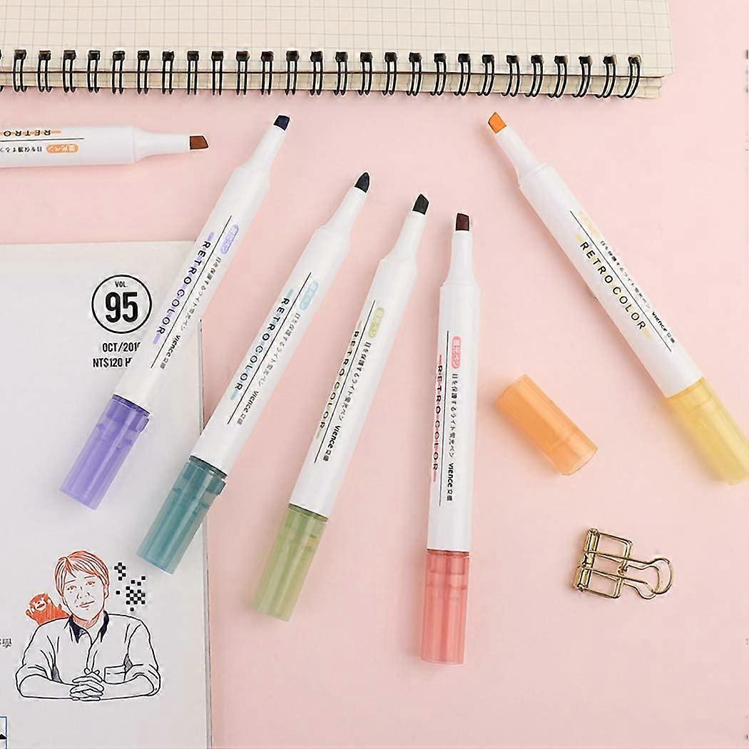 Highlighter, 6 Colors Highlighter Pens, Chisel Tip Marker Pen,Quick Dry,Extra Long Marking Performance (Morandi) 12.5Cm-13480