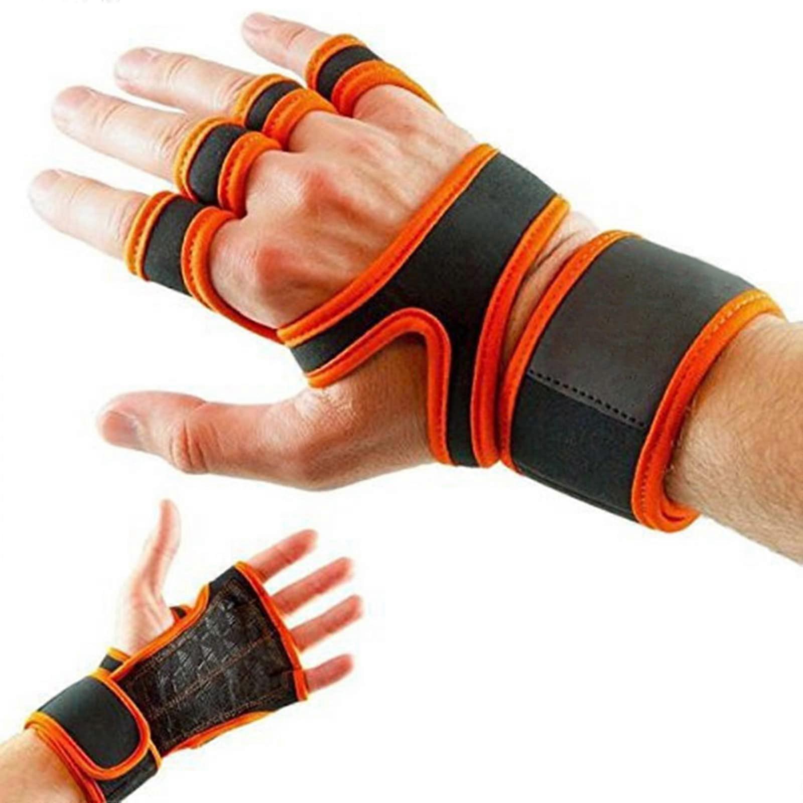 Powerlifting Gloves Training Glove Lifting Grips Sweatproof Pad With 4-Finger Loops