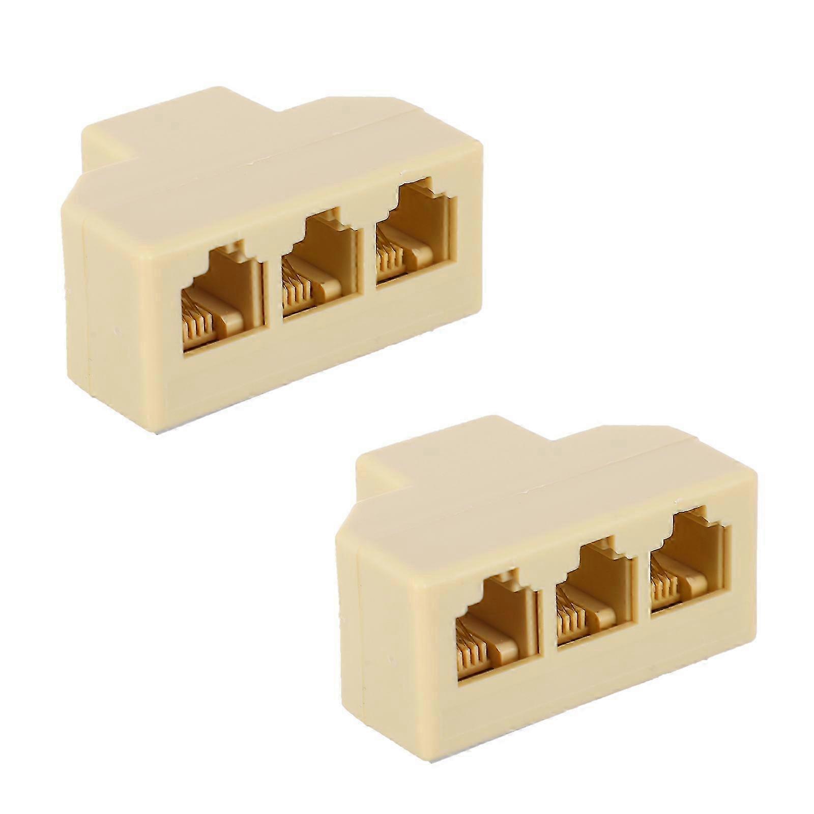 2 Pieces RJ11 Socket Splitter for Telephone Wall Use, Replacement Adaptor for Telephone Connections