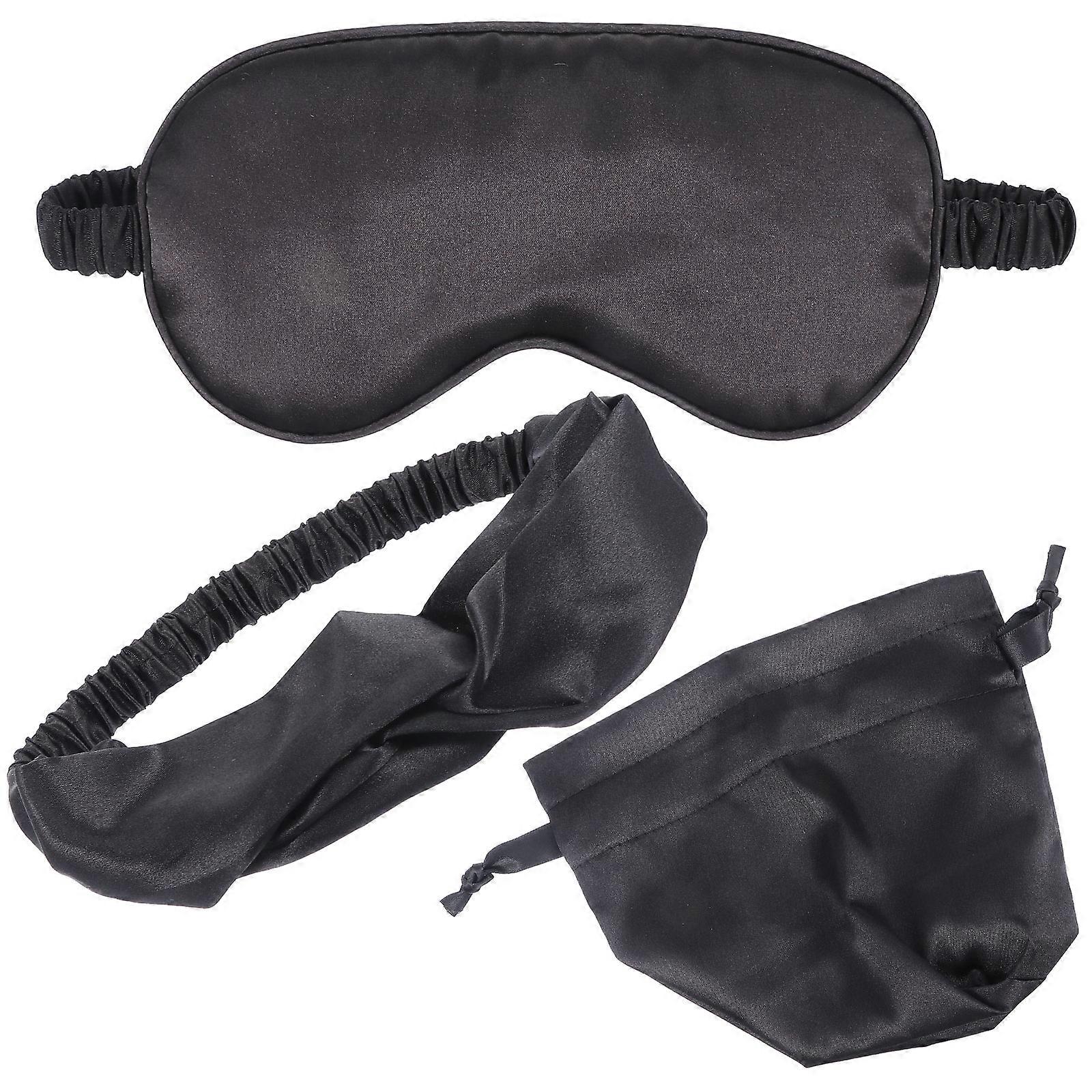 Satin Eye Masks For Sleep With Blindfold Bag Set 21x10cm Purple 3Pcs