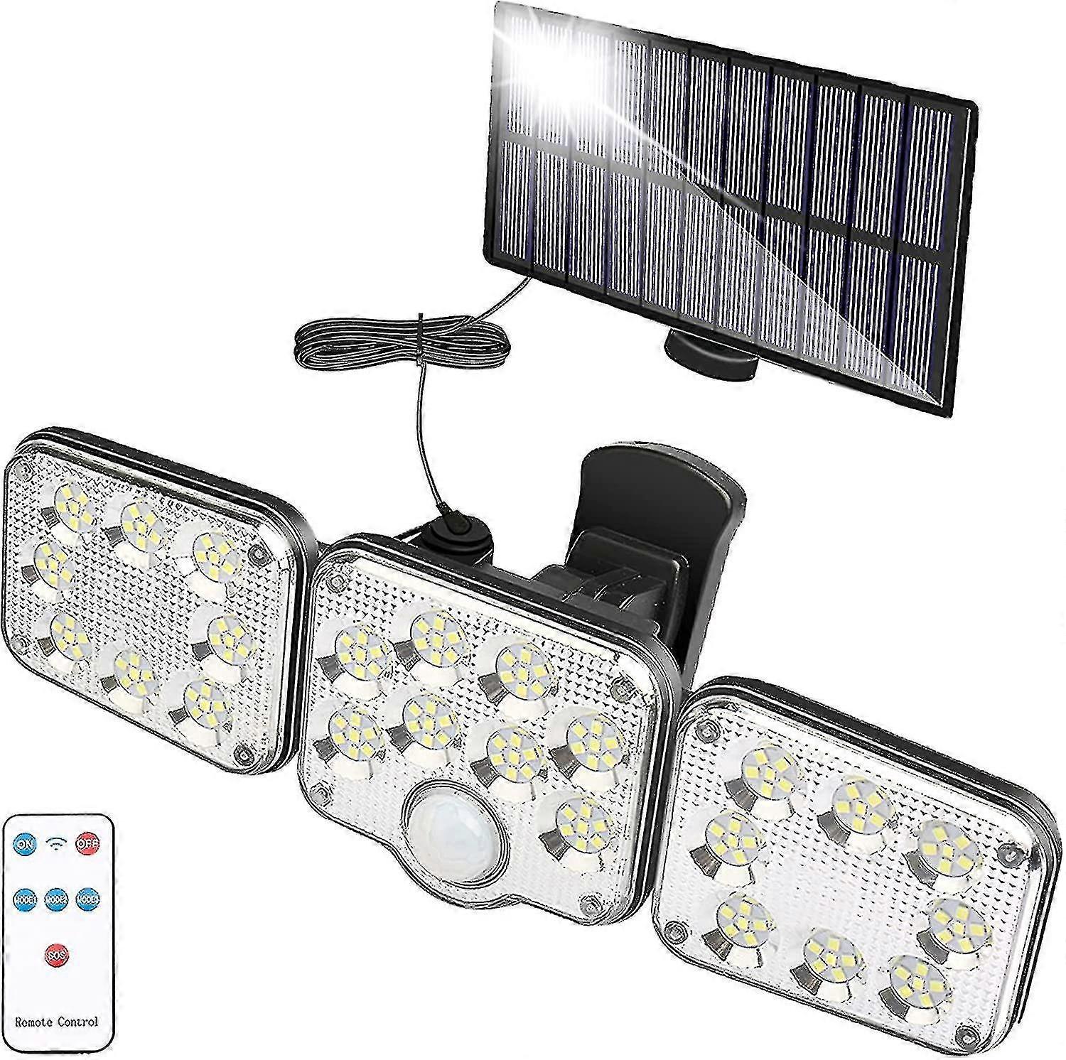 Outdoor Solar Flood Light Suitable for Certain Brands, 138 LED 2200lm With Remote Control, IP65 Waterproof, 3 Adjustable Heads, 270-Degree W