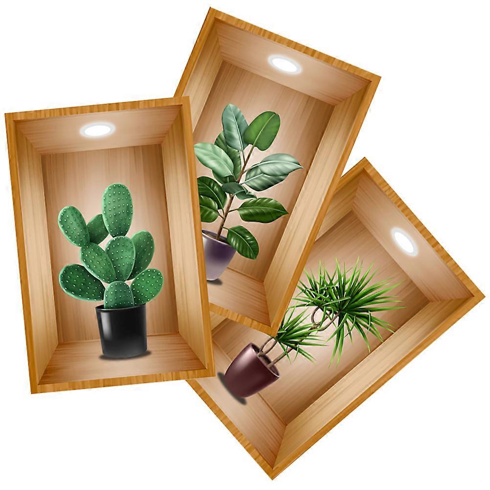 Plants Wall Stickers Potted Plant Decals Nursery 45.00X30.00X0.10CM Removable 3Pcs
