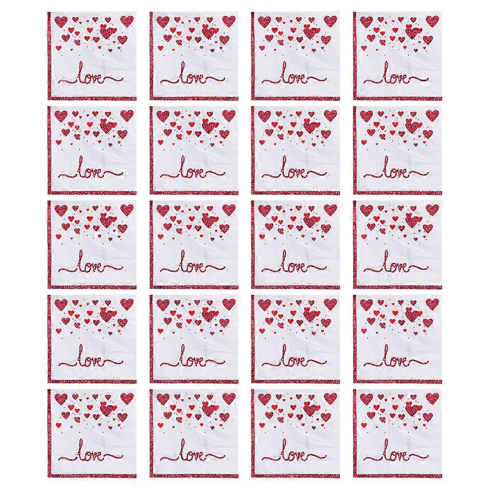 Valentine's Day Cocktail Napkin Square Absorbent 40Pcs