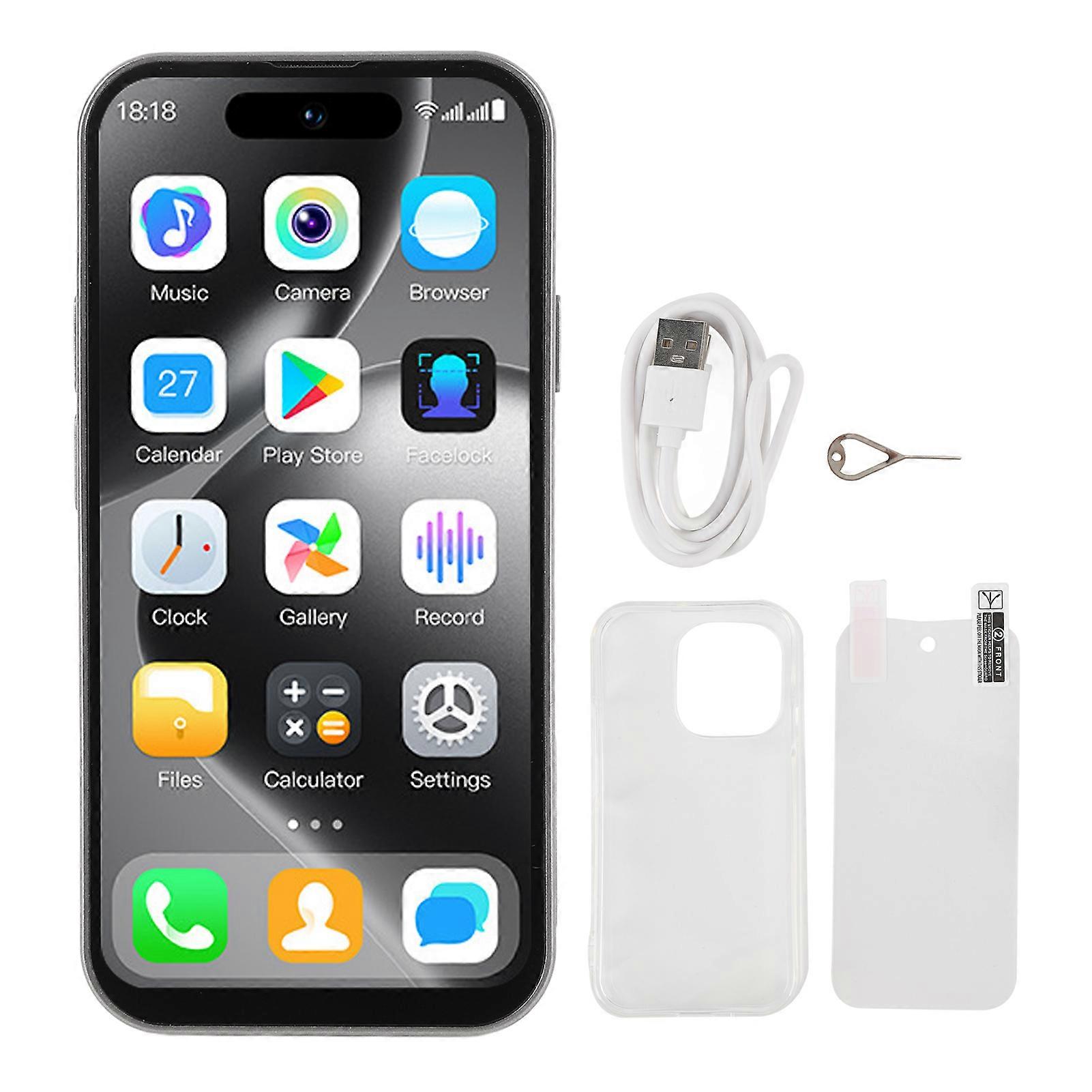 Ultra Thin 3G Unlocked Smartphone, 4" Display, Dual Cameras, Android 10, Gray