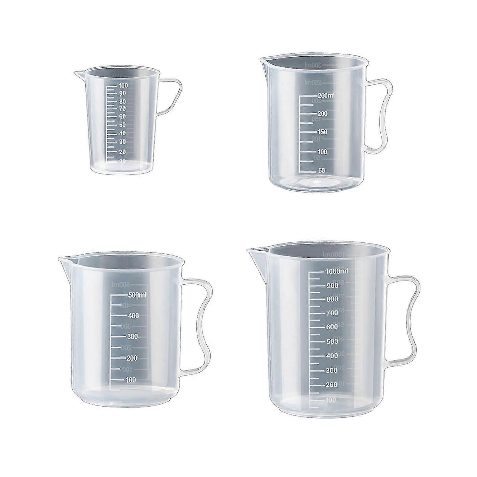 2025 Latest Model Set of 4 Plastic Measuring Cups with Graduated Scale Convenient Food Mix