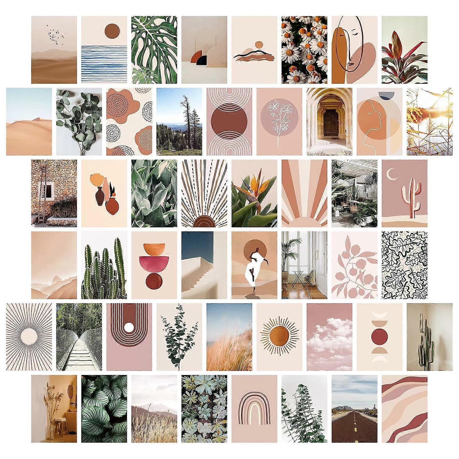 Bohemian Romantic Scenic Style Double Sided Wall Stickers 50 Pieces Pack 100 Patterns Decorative Photo Frame Art
