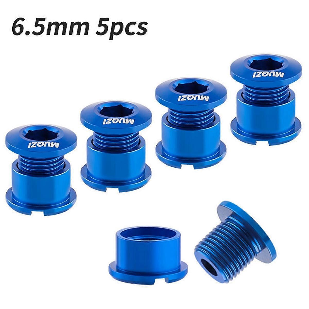5Pcs Chainring Bolts Set 6.5mm Single Chainring Screws Blue