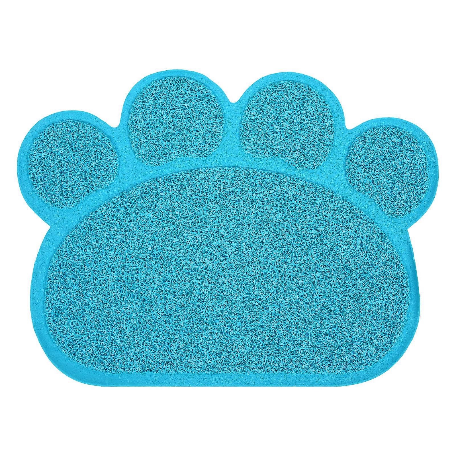 Litter Box Mat Prevent Slip Waterproof Soft Paw Shaped PVC Cat Litter Box Pad for Indoor Floor Blue