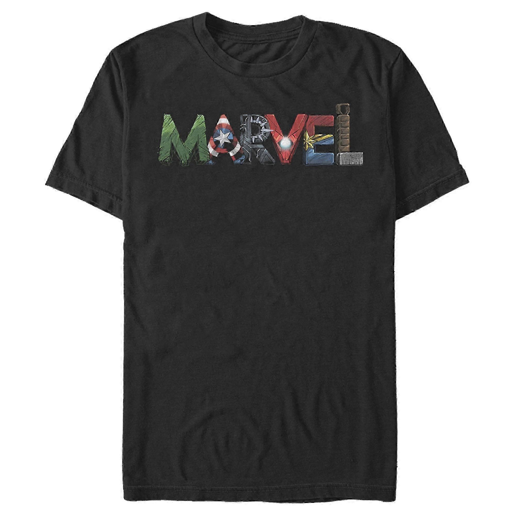Men's Graphic Tee with Hero Font in Black - Size X Large