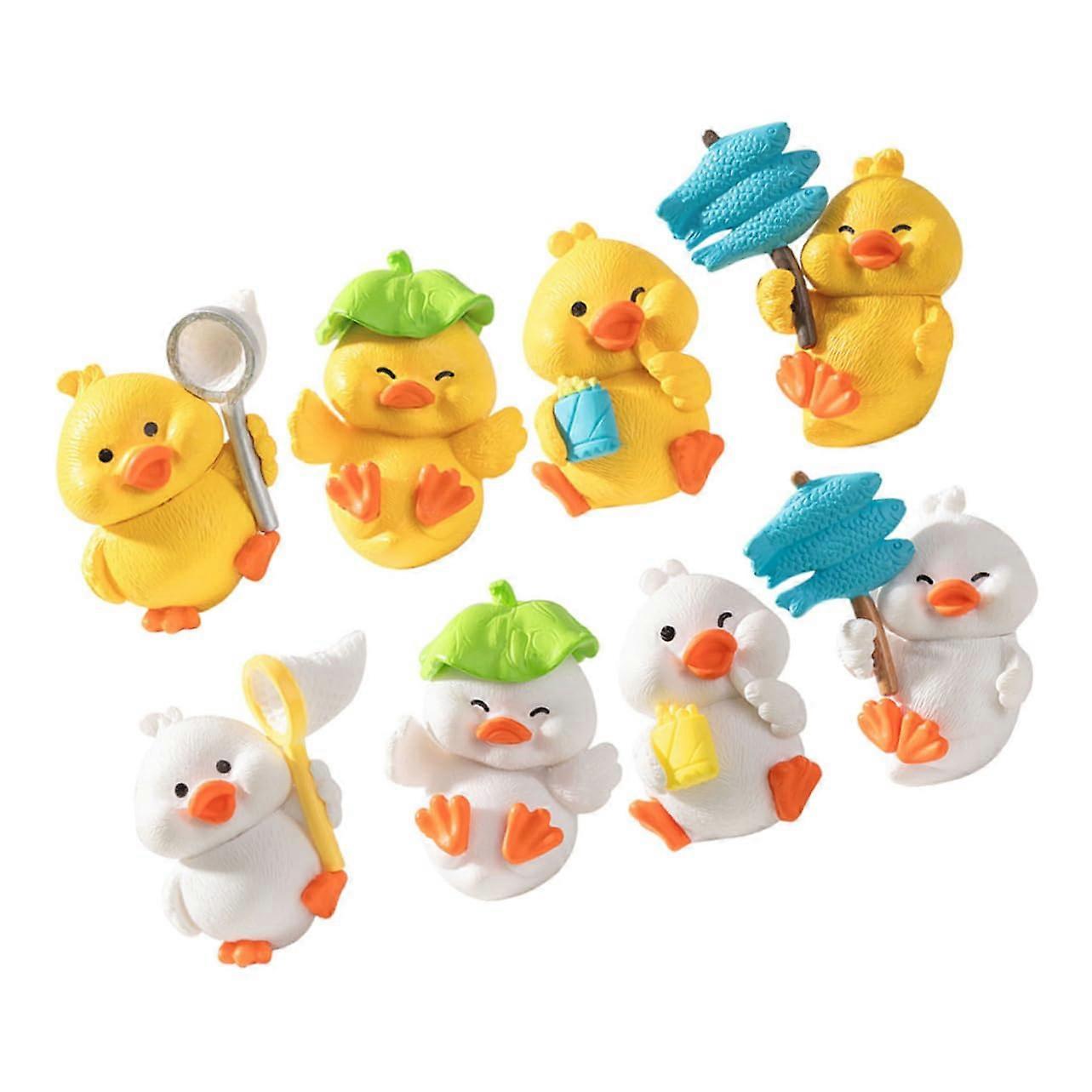 8 Miniature Duck Figurines Resin