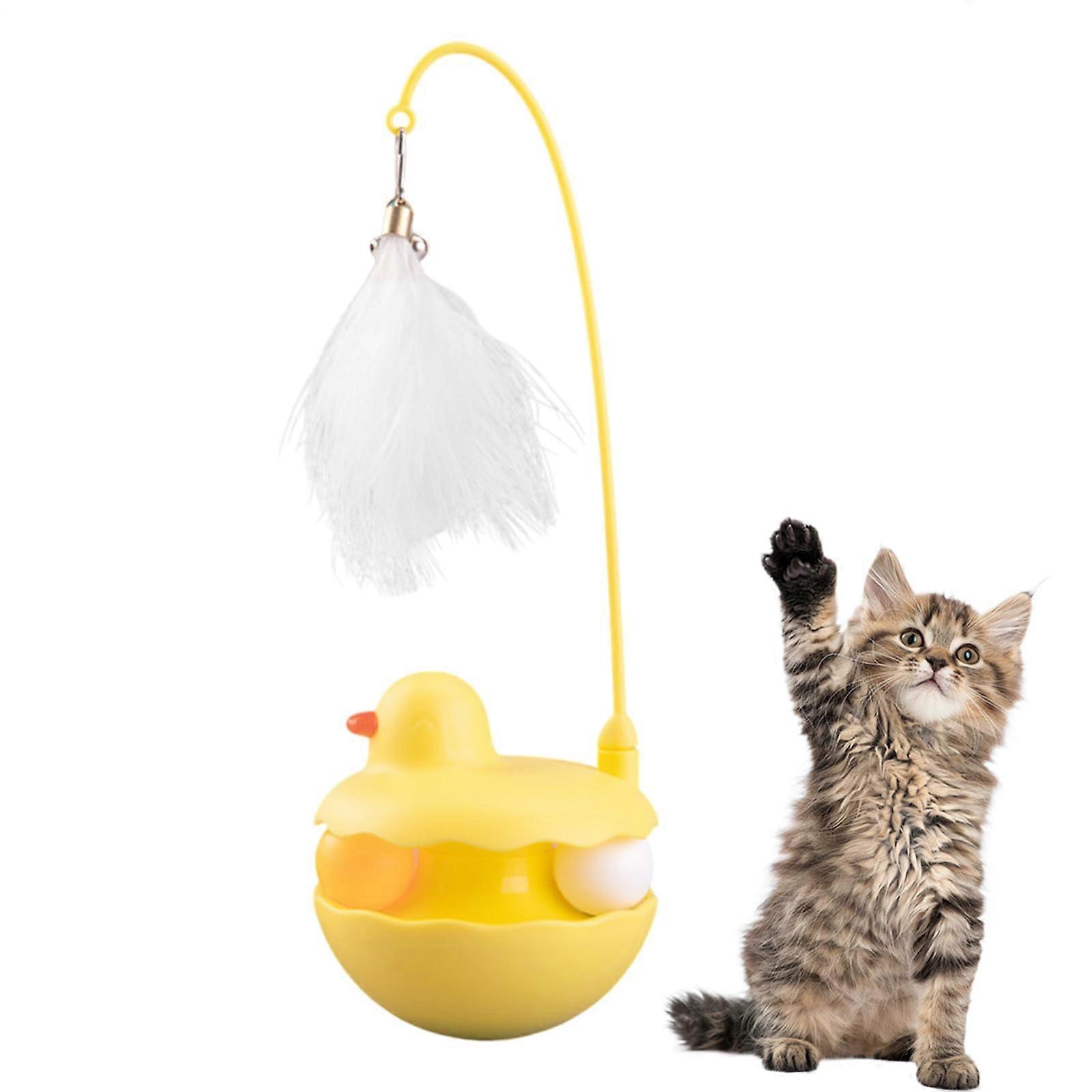 Interactive Cat Toy Indoor Use With Removable Feather Wand Yellow Lightweight Resin For Indoor Outdoor Fun