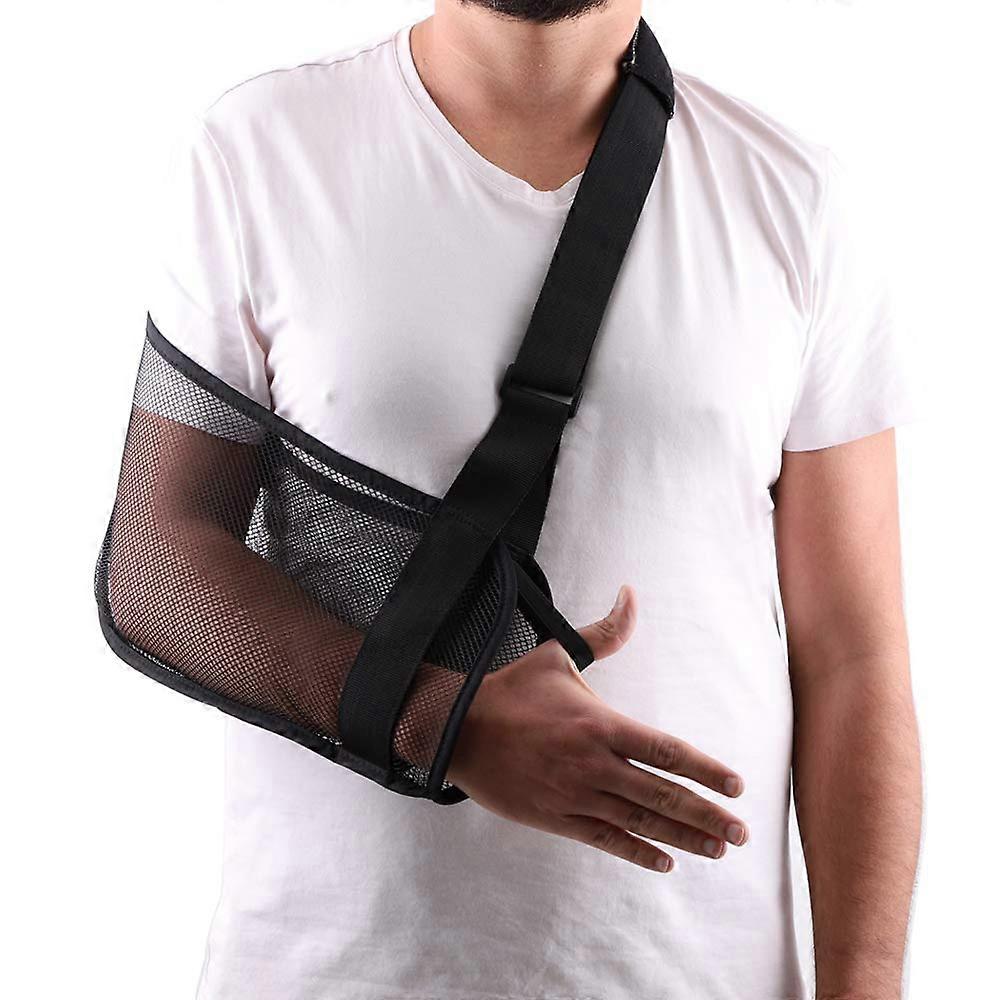 Black Mesh Arm Sling for Shower and Bathtub Use Post Rotator Cuff Surgery for Men and Women, Adjustable Size and Comfortable Fit