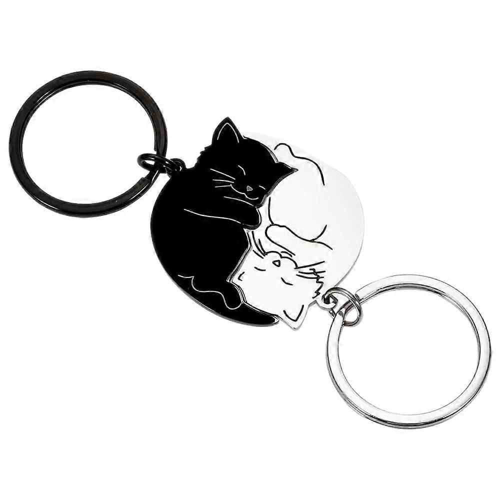 Cat Key Fob 1 Pair Matching Cartoon Cat Charm Key Ring Decorative Pendant, 2.90 X 2.50 X 1.00 Cm