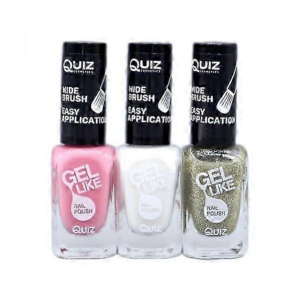3 Nagellakken - Roze, Wit, Goud Multicolor
