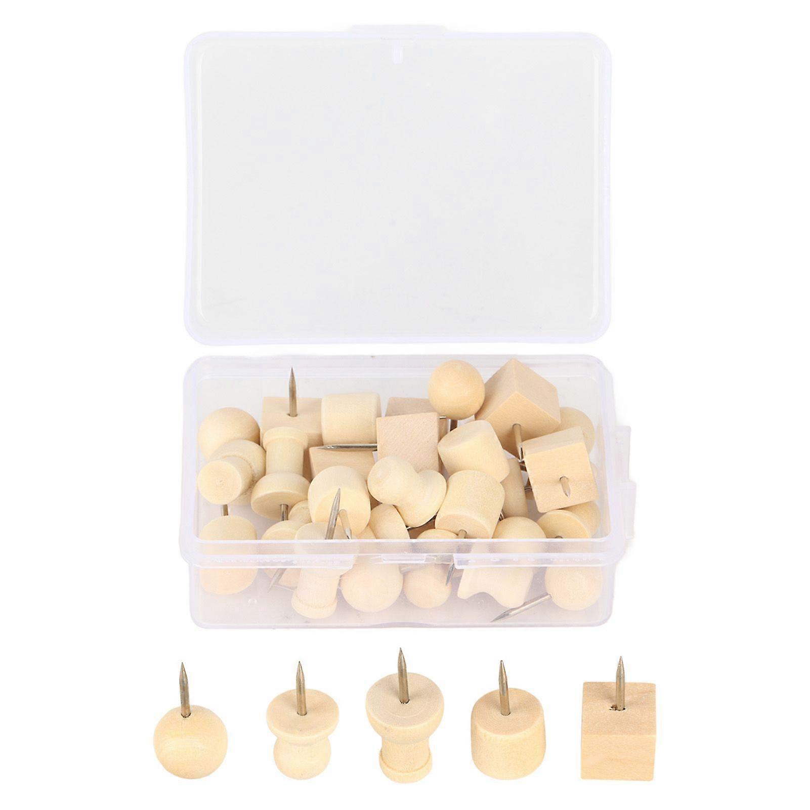 2025 Latest Model 30Pcs Wooden Push Pin Natural Wood Durable Easy Removal
