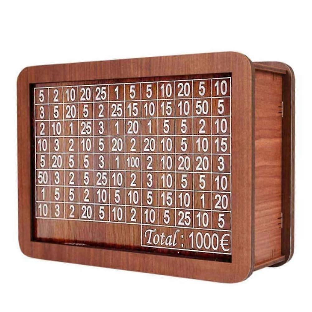 Wooden piggy bank for kids, adults, money box with counter, reusable savings box with counting goal