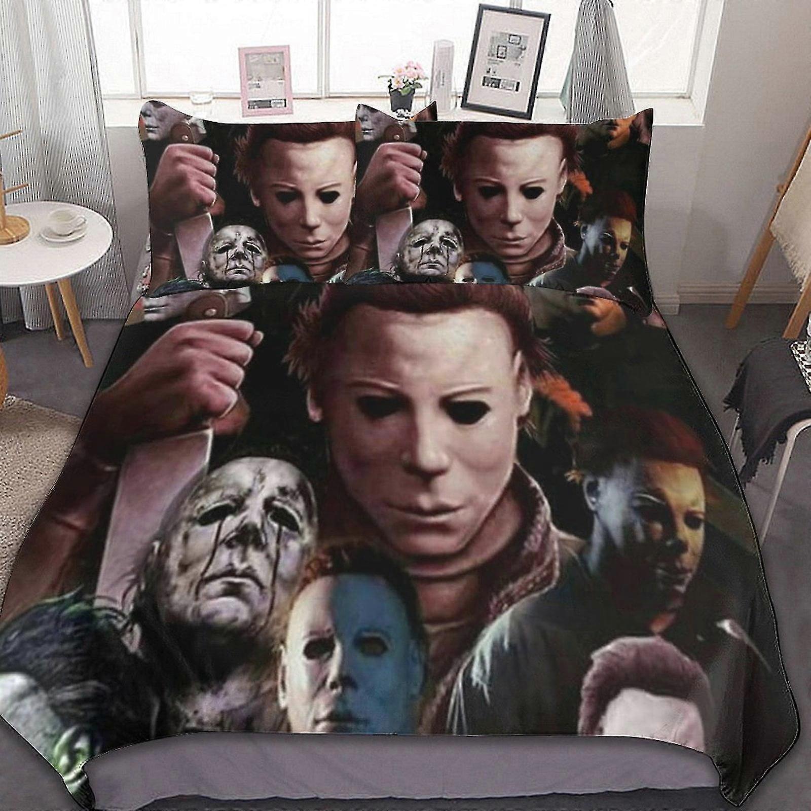 Halloween 3 Pcs Bed Sheets Set Breathable Duvet Cover with 2 Pillow Shams Soft All Seasons Bedding Set