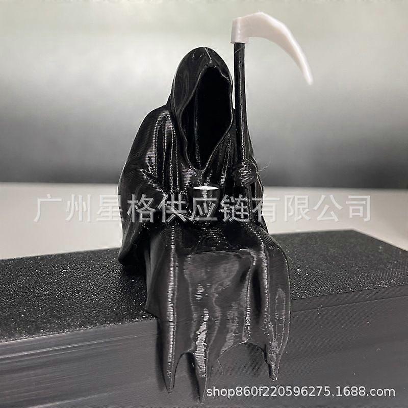 Resting Statue of the Grim Reaper, Grim Reaper Statue of Holding a Cup, Resin Statue Sculpture for Home Office Decoration Halloween Decor