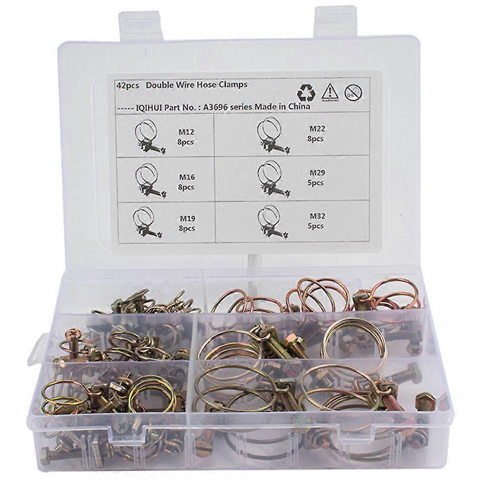 Hose Pipe Fastener Adjustable Hose Clamp Prevent Hose Extrusion For Industrial Use 42Pcs