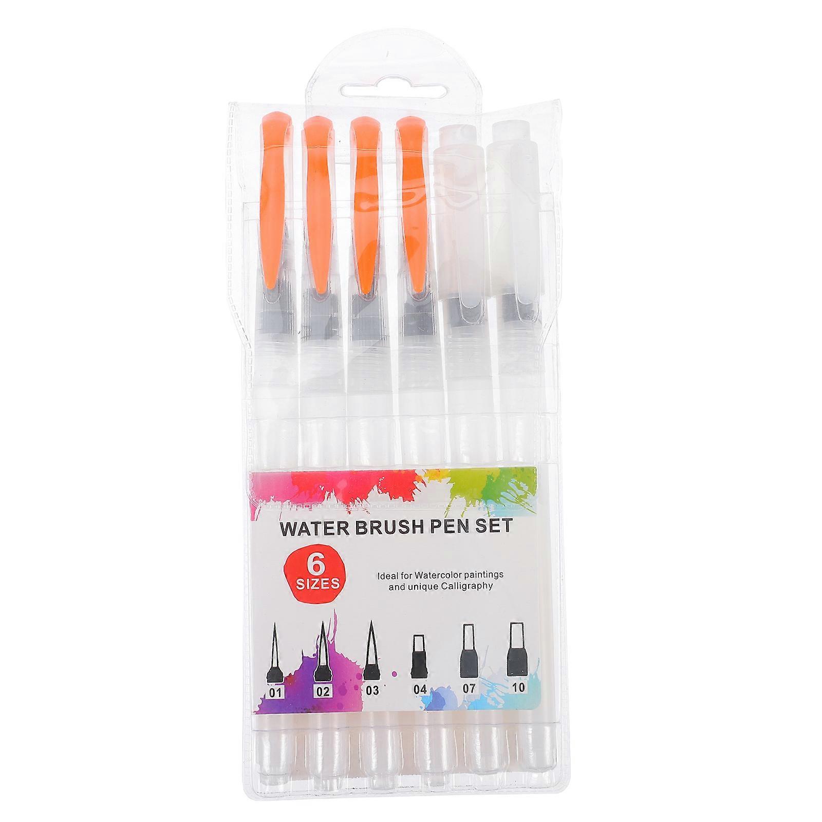 Water Coloring Pen with Durable Nylon Tips for Home Use Easy Water Flow Control Orange Plastic 6pcs