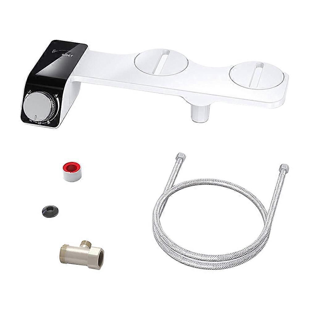 Bidet Attachment Ultra-Slim Toilet Double Nozzle Spiral Adjustable Water Pressure Non-Electric Ass Sprayer with Hose,C