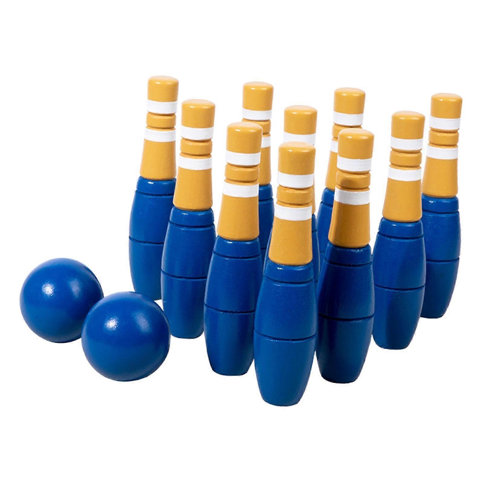 10 x Wooden Bowling Set Kids Bowling Toy Lawn Bowling Cones Mini Bowling Pins for Garden