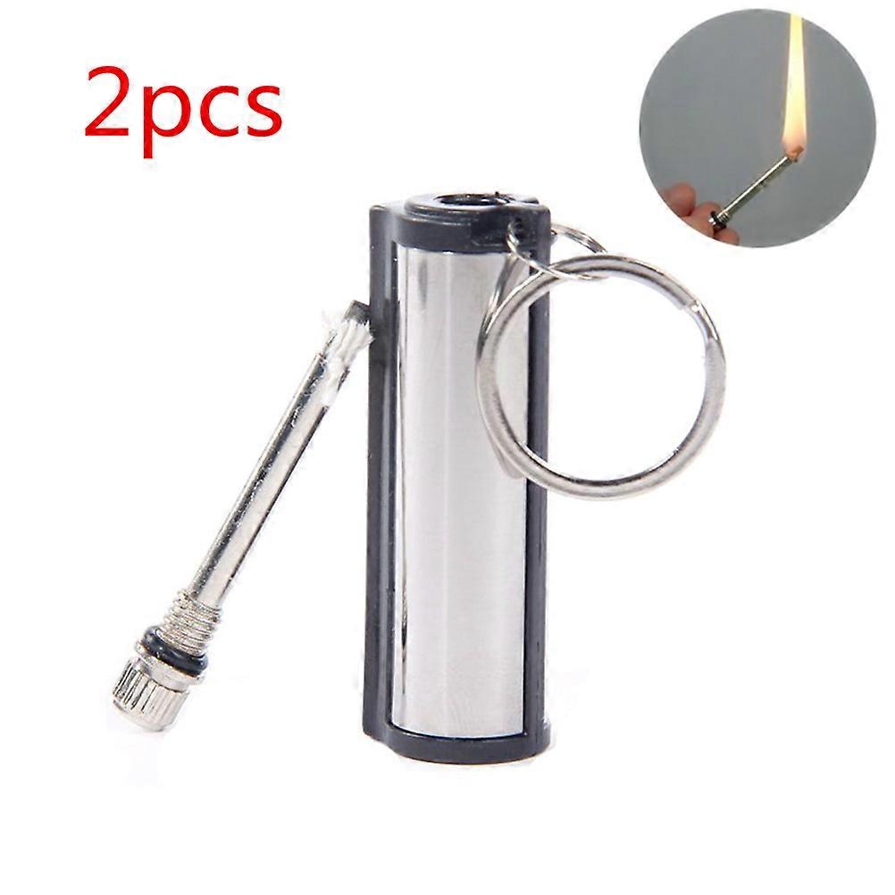 2Pcs Emergency Fire Lighter Survival Tools Flint Match Lighter Keychain for Kitchen Camping