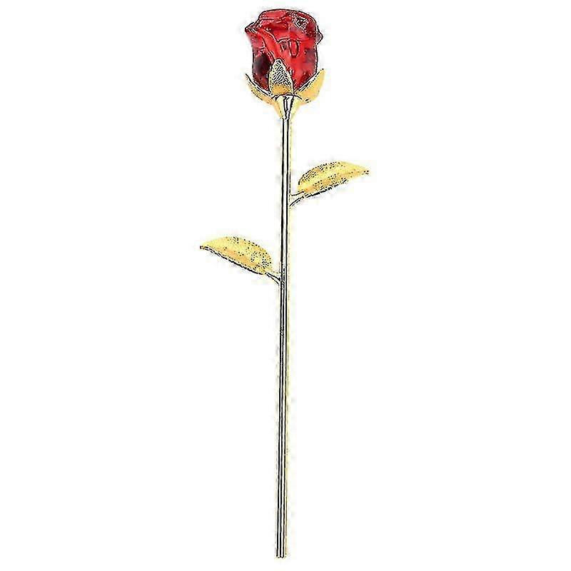 K9 Crystal & Alloy Red Crystal Rose Flower--
