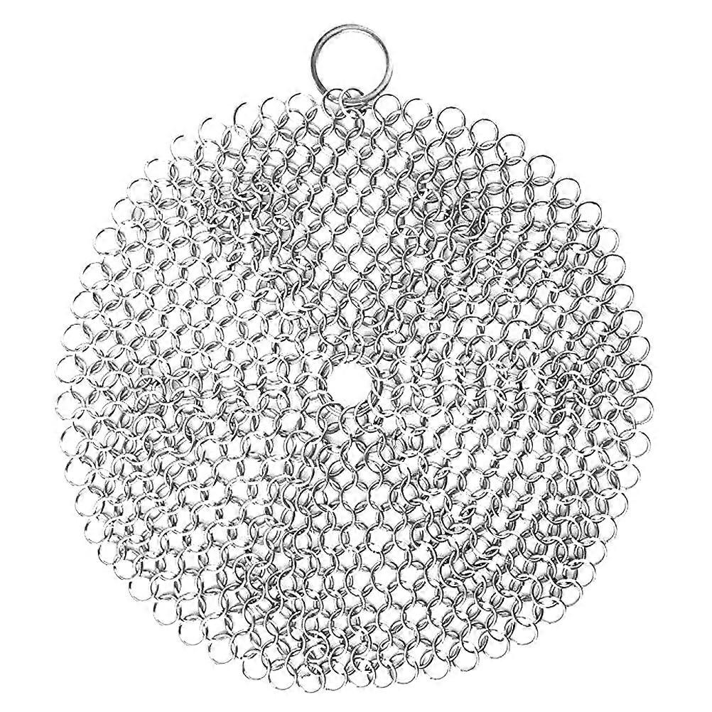 It sounds like you're describing a product listing or title for a **Stainless Steel Scrubber** designed specifically for cleaning **cast iron