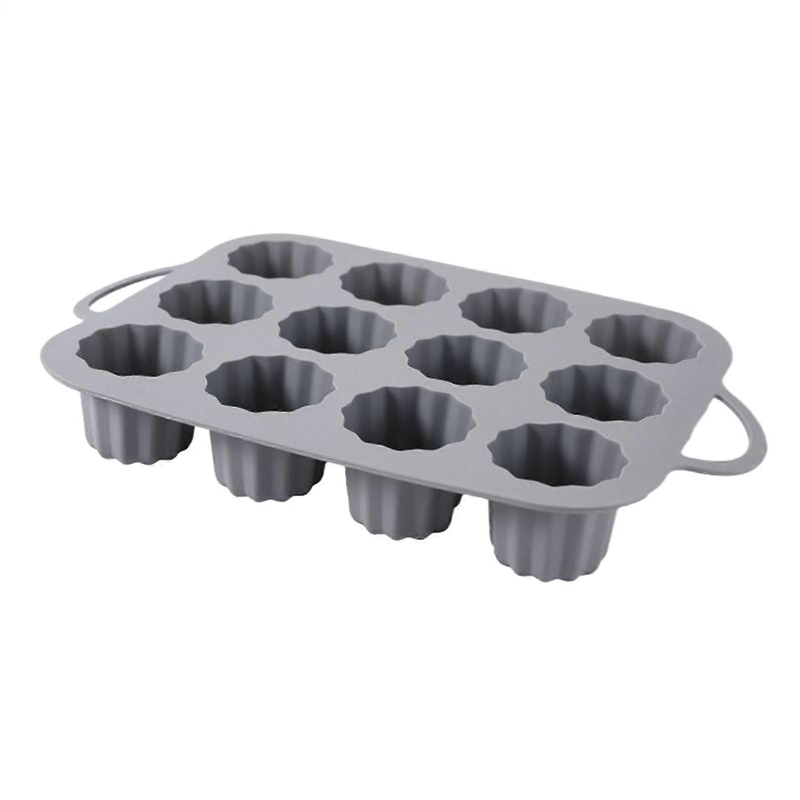 Silicone baking molds, nonstick coating and foodgrade, nonstick, reusable, foodgrade molds for cupcakes, bread, cakes, cookies, gray.