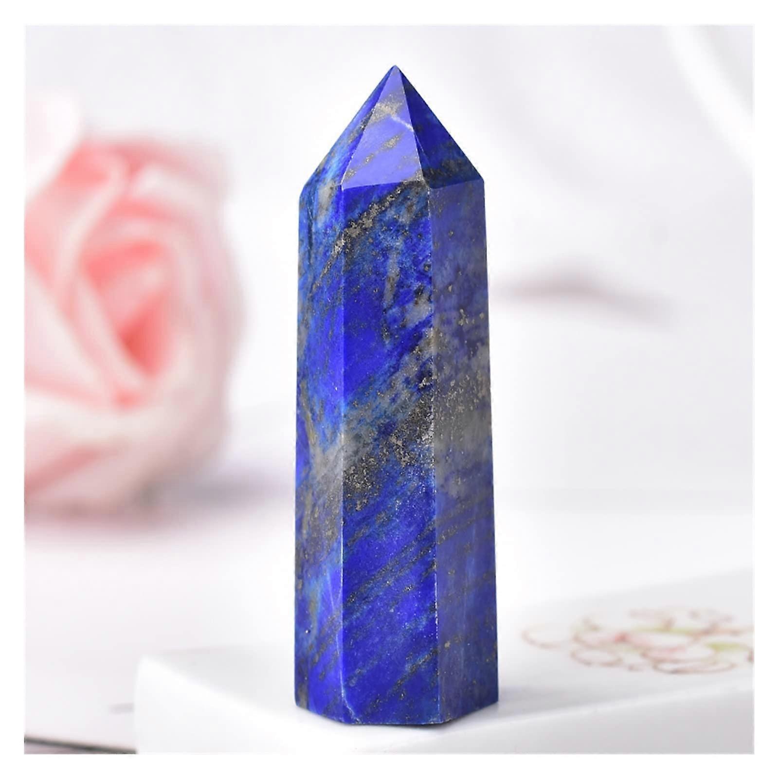 Natural Crystal Lapis Lazuli Hexagonal Column Point Tower DIY Gift