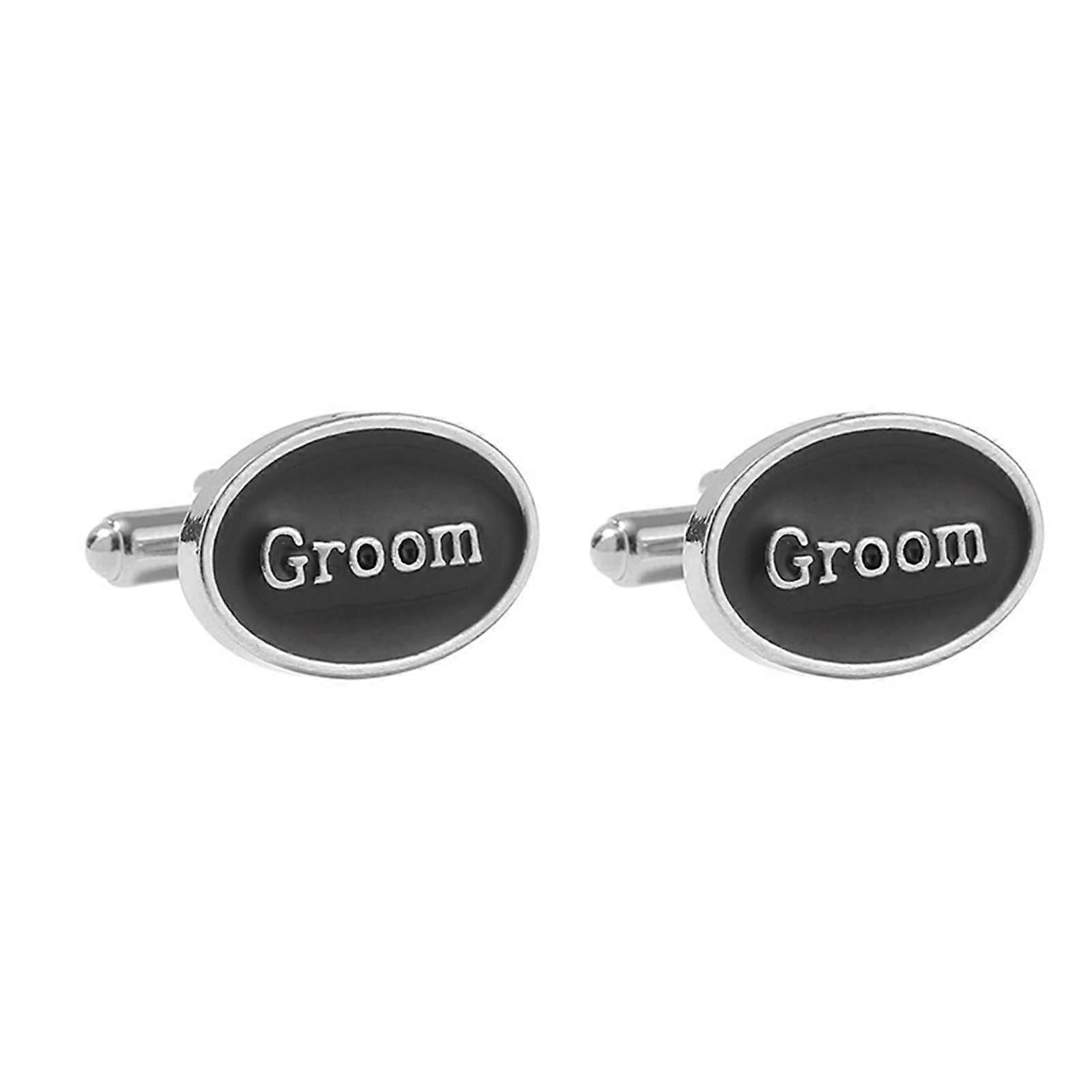 Cufflinks Box for Men, Silver and Black Wedding Cufflinks Set for Groom, Business Style Accessories