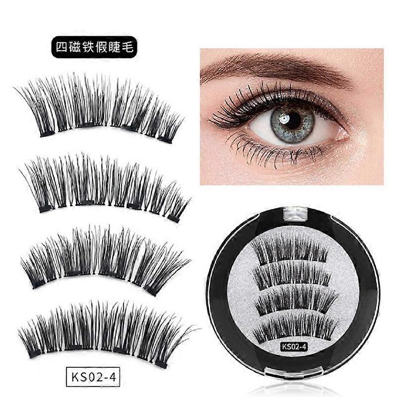 Cross-border hot spot 4 four magnet false eyelashes four pieces a set factory direct supply shopee aliexpress amazon KS01-4 single box