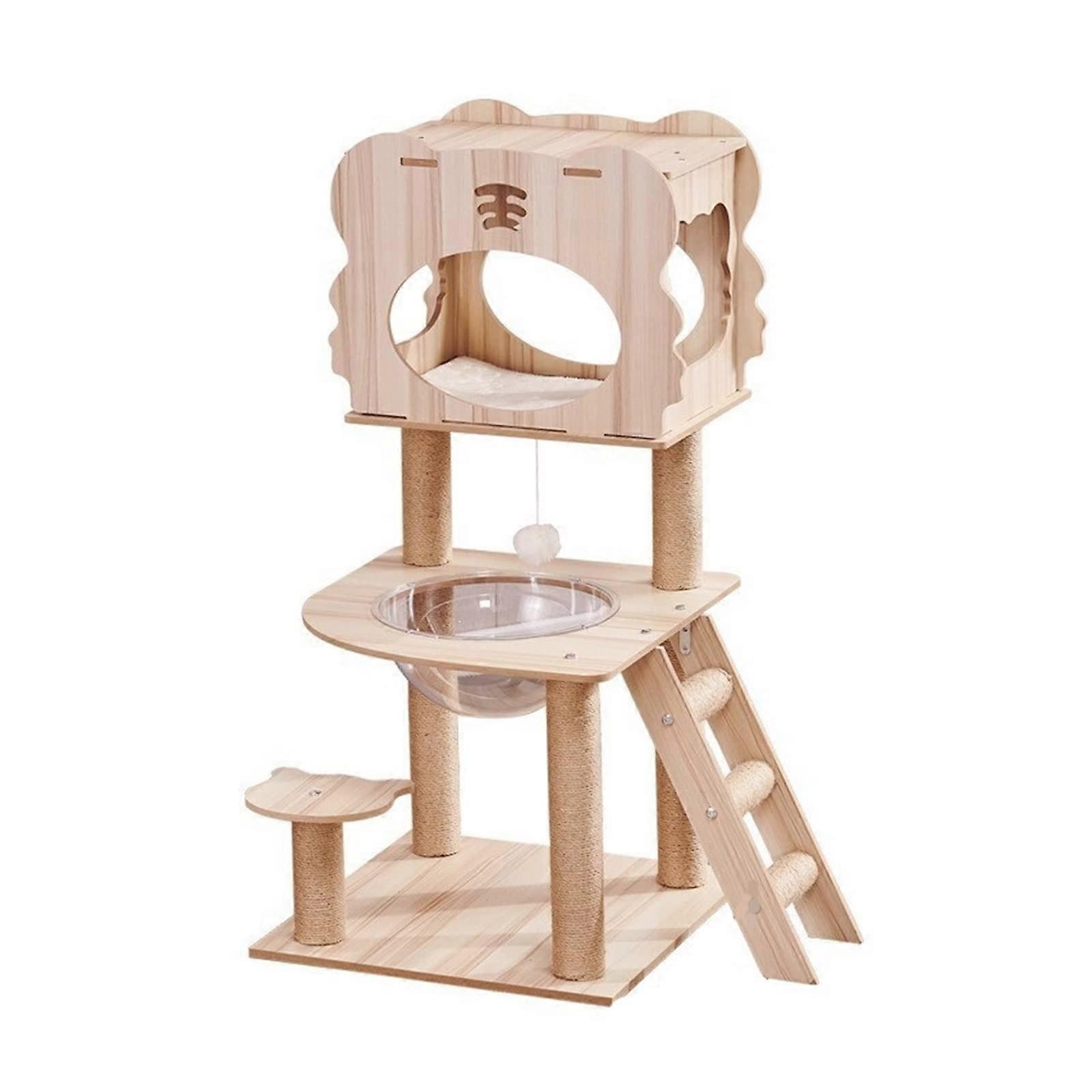 Cat Scratching Post Climbing Frame with Double Space Capsule Litter