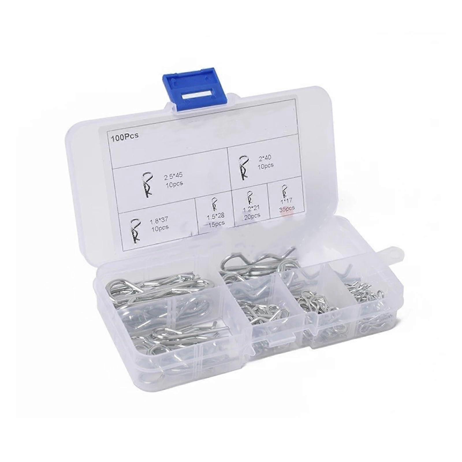 R-Clips 100/125 Pcs Carbon Steel Zinc Plated Tractor Clip Hitch Pin Fastener for Mechanics Garages Workshops