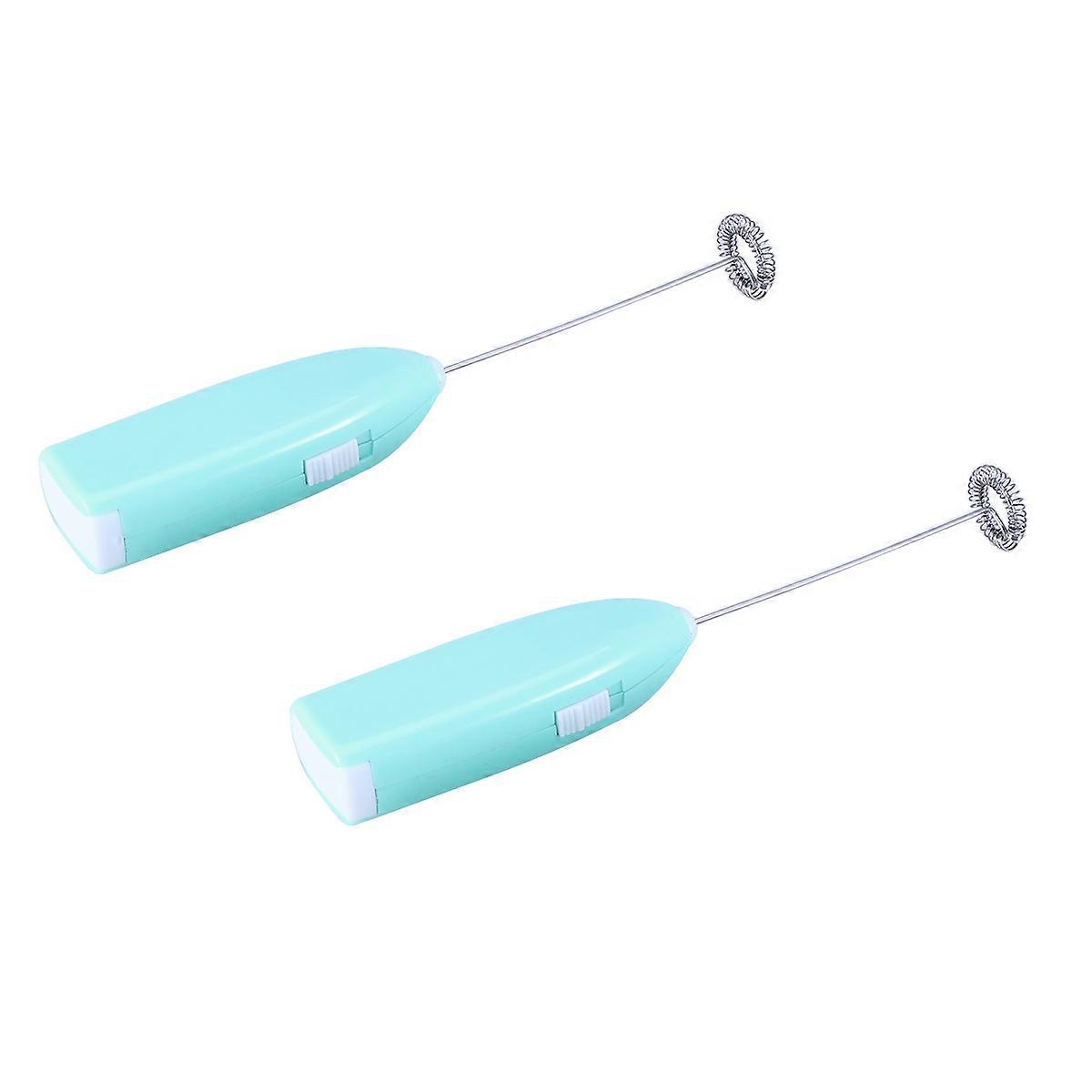 Blue Electric Handheld Blender Milk Frother with Soft Touch Grip for Easy Blending and Travel Size