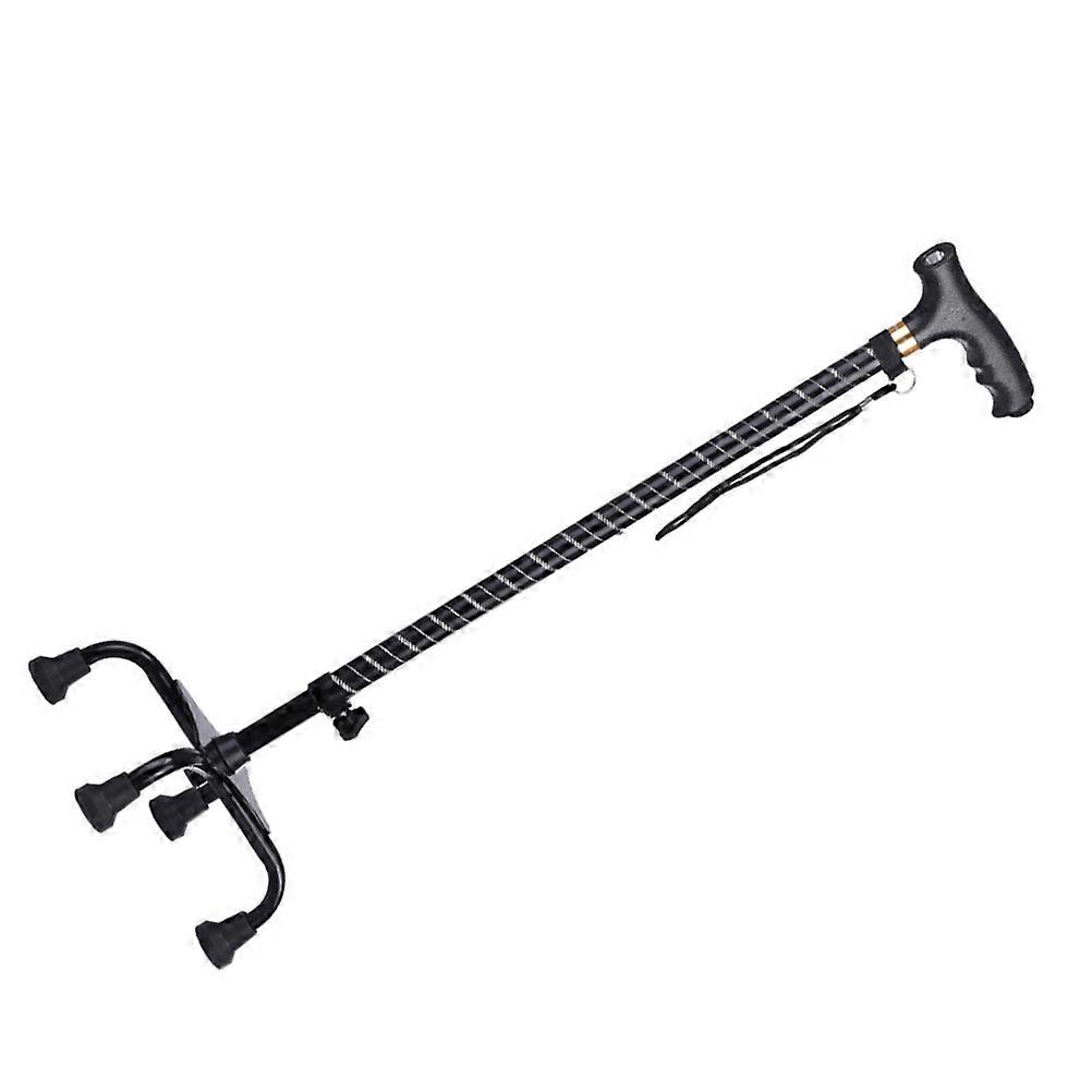 Aluminum Alloy Foldable Walking Stick with Light and Non-slip Feet for Elderly Black 1Pc