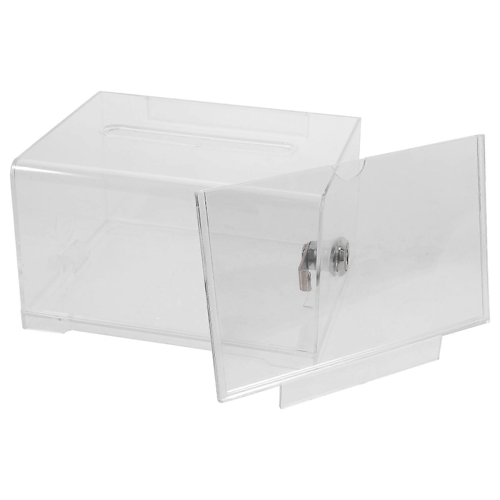 Clear Donation Box with Lock   Secure Suggestion Box for Fundraising, Charity, Raffles, Tips, and Public Feedback Collection