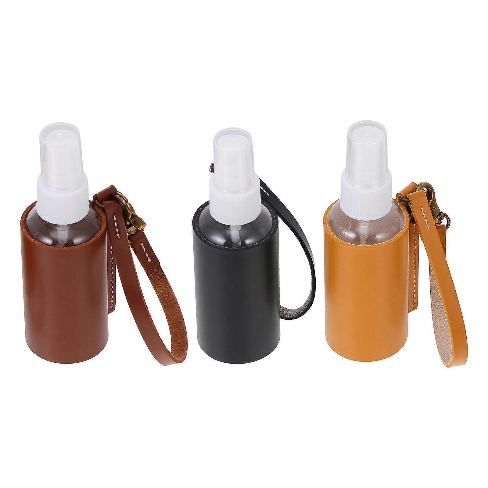 3pcs Travel Keychain Bottles with PU Cover – Portable Perfume Liquid Containers with Holders for On the Go Use