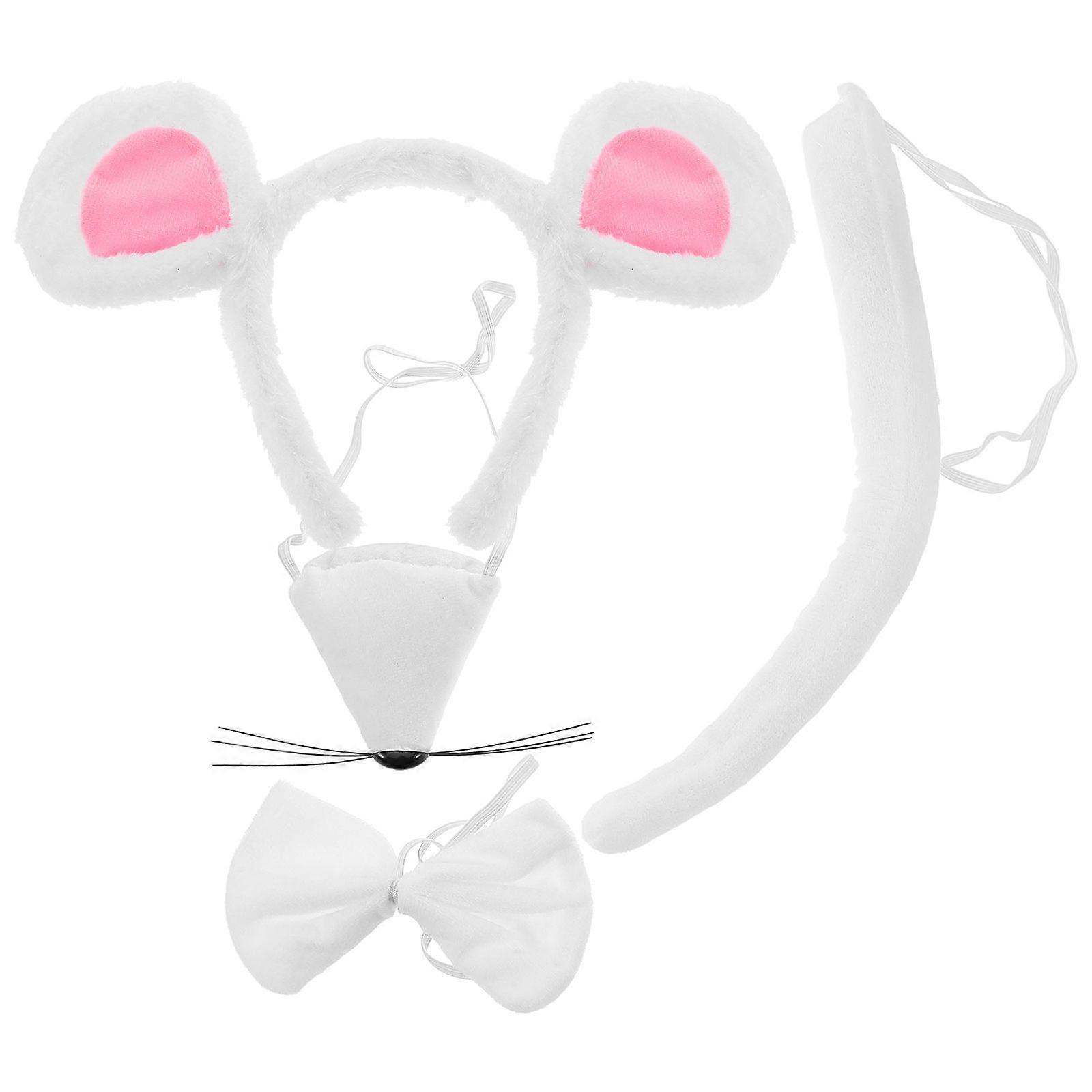 1 ensemble de costumes de souris adorables pour les fêtes d’Halloween comprend un bandeau d’oreilles de souris en peluche, un nœud papillon assorti et un accessoire d’habillage à longue queue