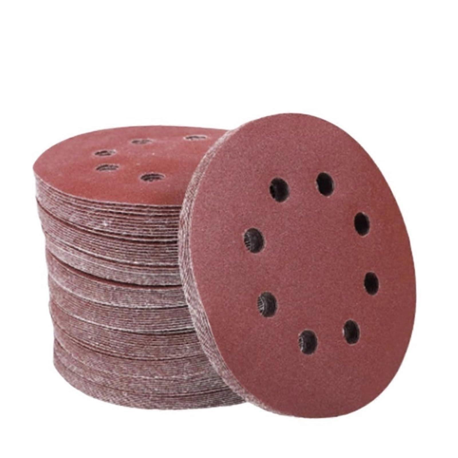 8-Inch 8-Hole Sanding Discs 125 mm for Wood and Metal – 50 Pack Grit 40/1000/2000 – Durable Sanding and Polishing Pads
