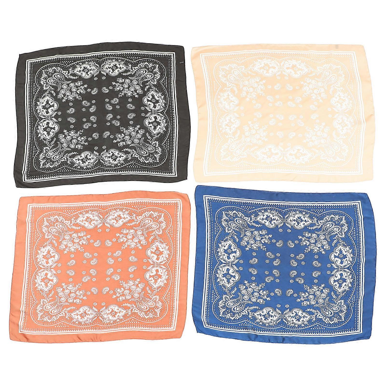 Silk Scarves Women Square Shape Imitated Silk Fabric For Various Occasions 4Set