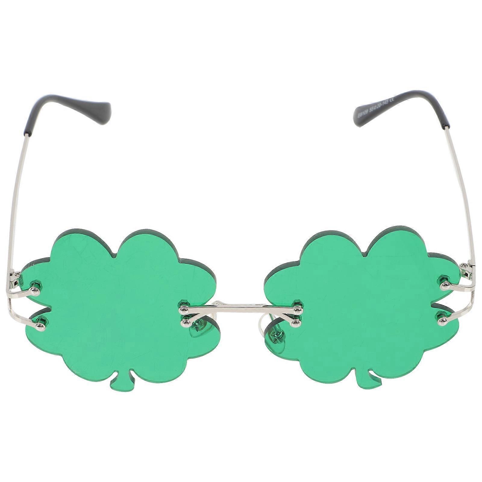 St Patrick S Day Accessories Creative Glasses Photography Props Clover Shape Gold Frame Deep 15x5 9cm 1 Pair